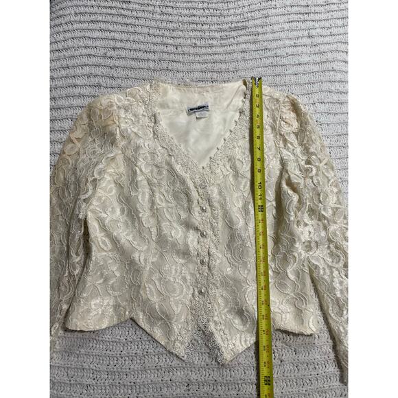 VTG Ultra Dress New York Lace Jacket Pearl Buttons Womens Small Medium USA Ivory - Picture 3 of 11